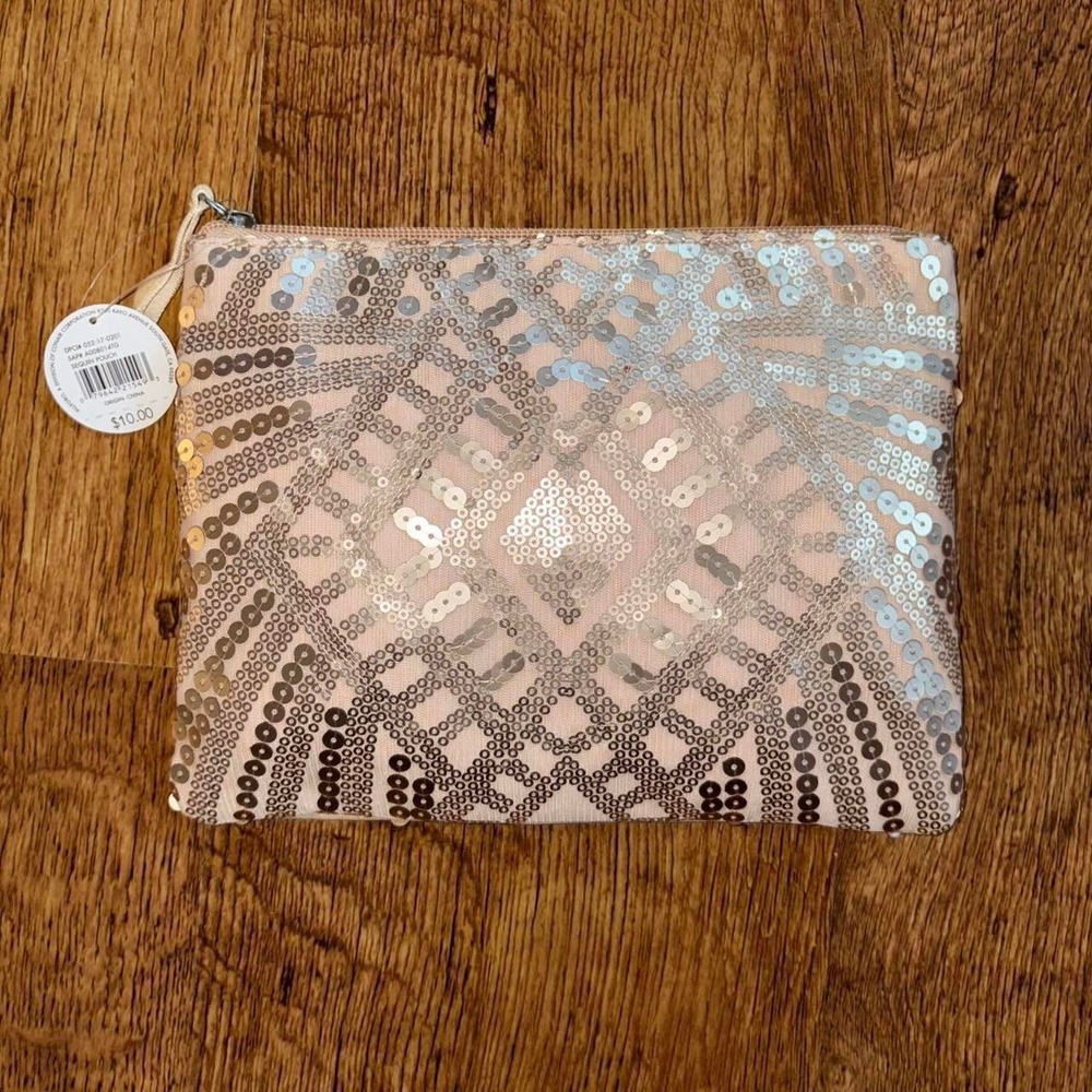 Champagne Rose Gold colored Allegro Sequin Pouch NWT